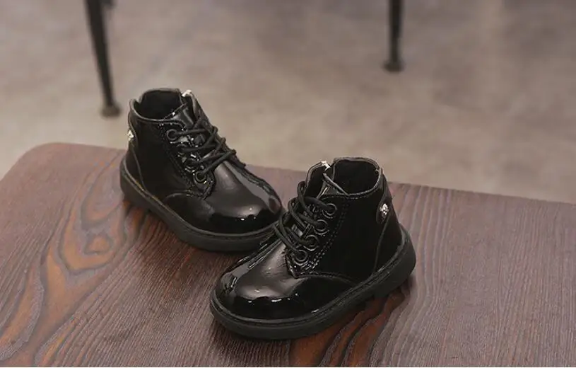 Осенне-зимние детские ботинки из искусственной кожи; удобная детская обувь для мальчиков и девочек; Зимние ботильоны; детская кожаная обувь для тенниса