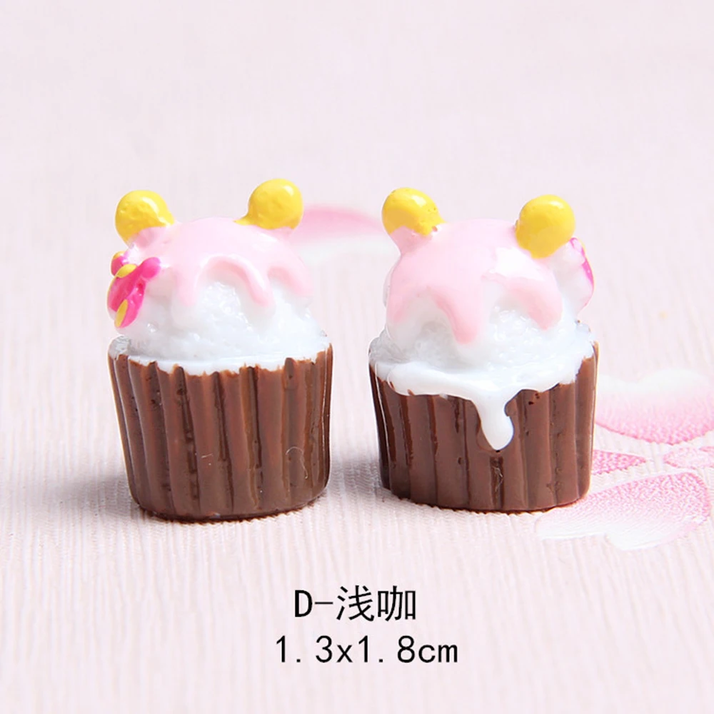 10pcs/lot MM Resin 3d Cute mickey mini cupcakes food play DIY Crafts simulation Decoration Accessories