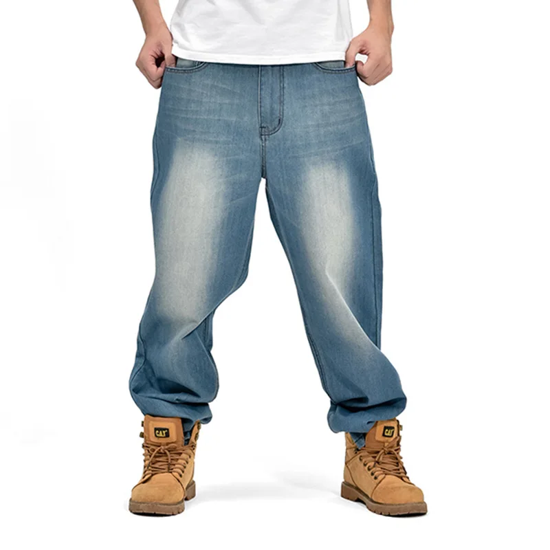 

30-46 Plus Size Ripped jeans denim all-match loose men high quality loose straight pants trend nine-point fashion casual jeans