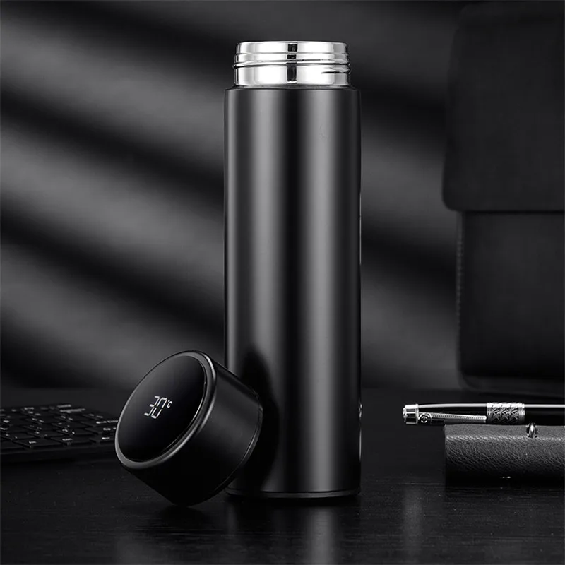 Ceny 500ML butelka termosowa ze stali nierdzewnej wyświetlacz temperatury dla mężczyzn kobiety butelki na wodę kubek podróżny do kawy herbata kubki do mleka termos