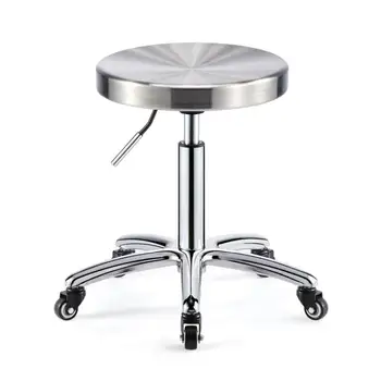

Sturdy Barber chair Stainless steel metal Rotate Lift Beauty stools Acrylic Nail embroidery chairs with rollers