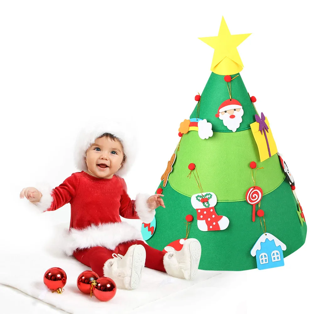 

3D Felt Artificial Christmas Tree Mini Christmas Tree 2019 New Year Kids Toy Xmas Gifts Christmas Decoration for Home Felt Craft