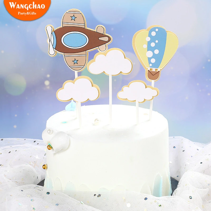 1 Set Clouds Fire Balloon Aircraft Theme Children S Birthday Cake Topper Cartoon Design Child Boy Party Supplies Cake Decoration Cake Decorating Supplies Aliexpress