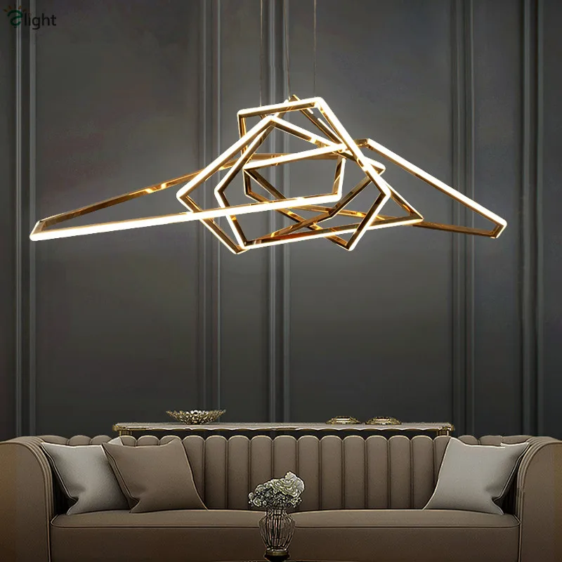 

Post Modern Gold Lustre Stainless Steel Dimmable Led Pendant Lights Villa Living Room Led Hanging Lamp LED Lamparas Luminarias