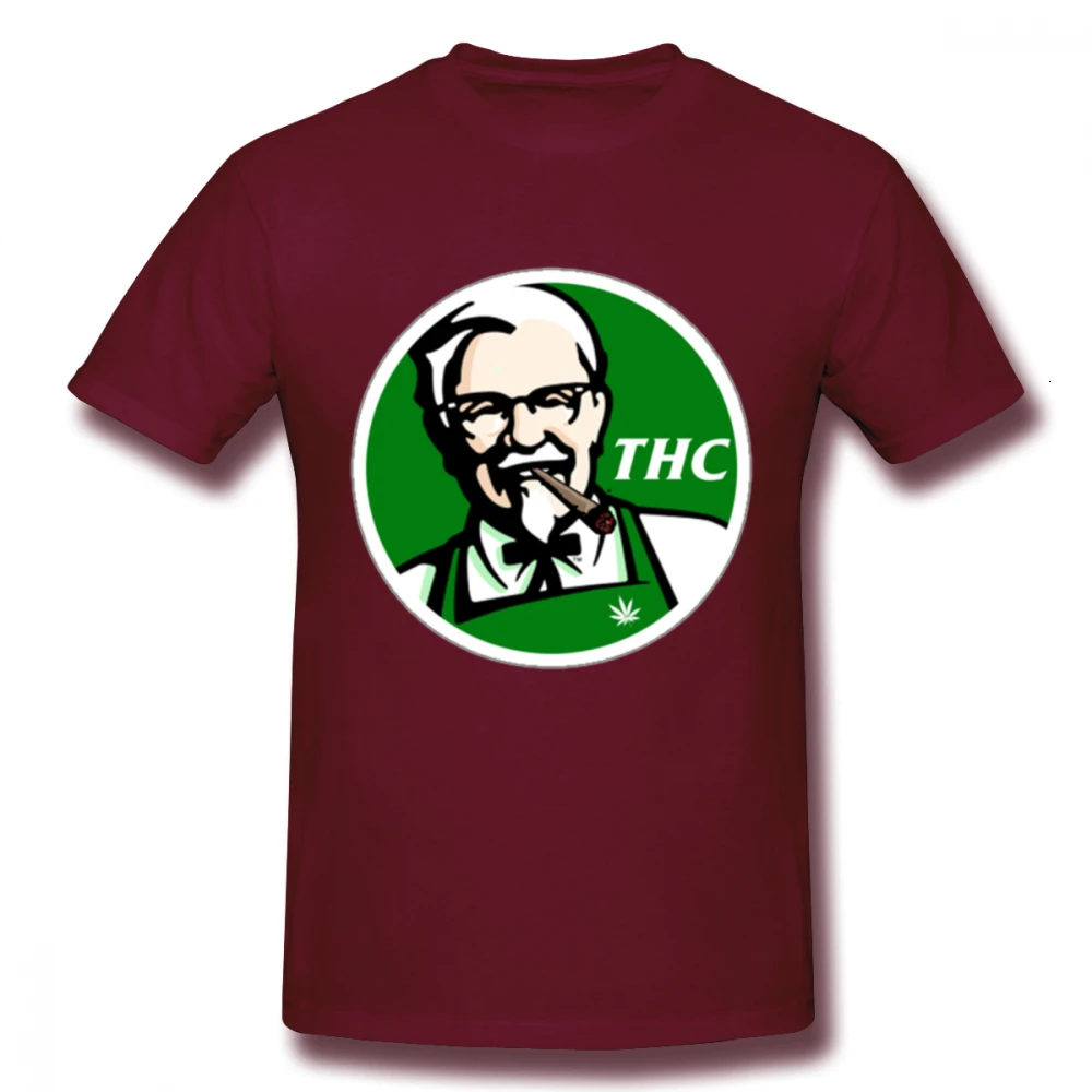 One yona аниме для мужчин KFC пародия THC травка футболка Забавный Уникальный дизайн круглый воротник для мужчин футболки - Цвет: Brown