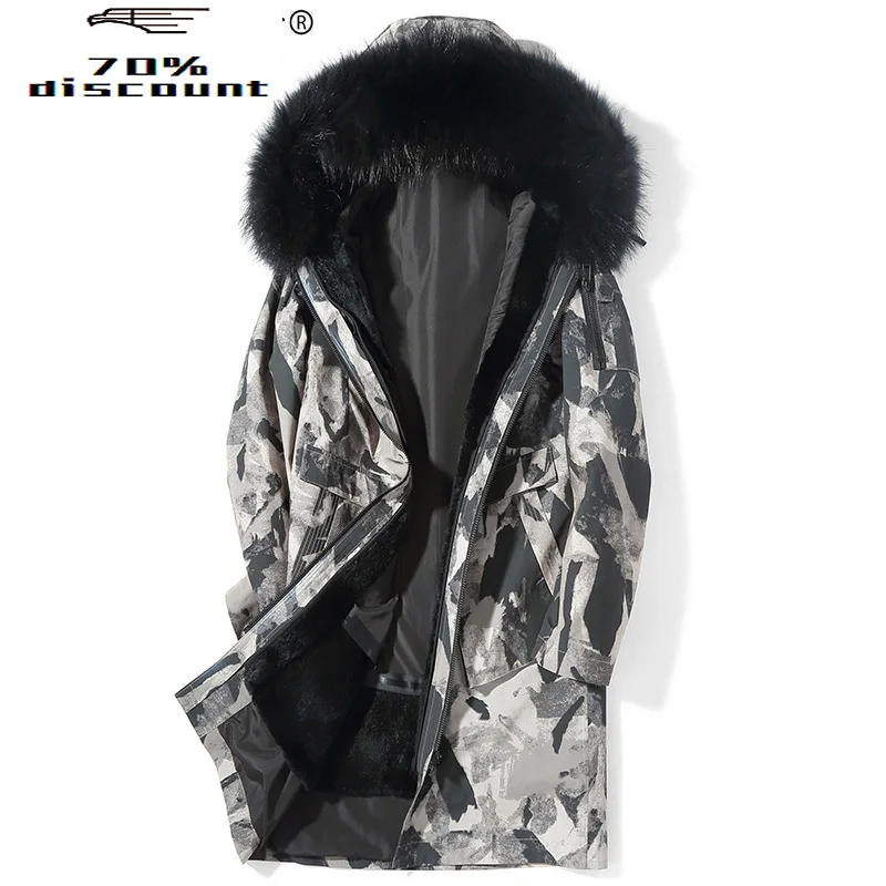 

2020 Real Fur Coat Men Winter Jacket Long Parka Rabbit Fur Liner Raccoon Fur Collar Plus Size Parkas ST9SYJP040 KJ3632