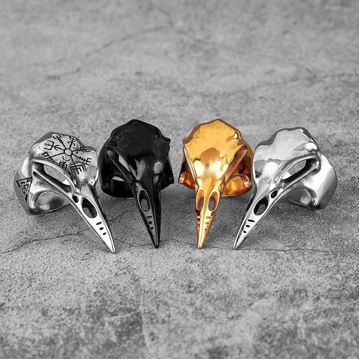 Anillos de inoxidable con calavera Cuervo para hombre, amuleto gótico Punk, joyas de motorista, regalo creativo, venta al mayor|Anillos| - AliExpress