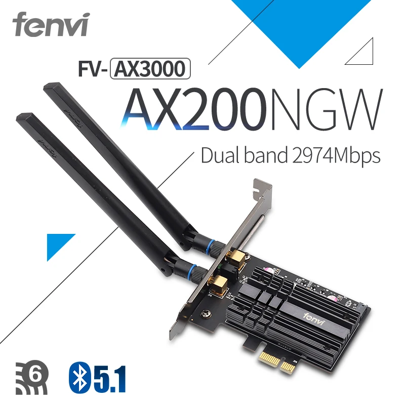 Fenvi беспроводной AX3000 Wi Fi 6 3000 Мбит/с PCIe Bluetooth 5 1 Wifi адаптер Intel AX200 карта 802.11ac/ax 2 4G/5