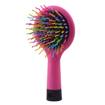 

Rainbow Volume Brush Anti-Static Magic Hair Curl Straight Massage Comb Brush With Mirror Detangling Hairbrush Styling Tool