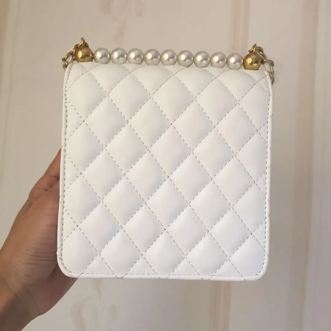 Fashion lady shoulder messenger bag Beading Diamond Lattice chain woman handbag mobile phone bag Crossbody bag
