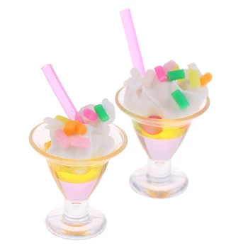 

1pc Dollhouse Miniature Drink Ice Cream Cups Model Pretend Play Mini Food Fit Play House Toy Doll Accessories