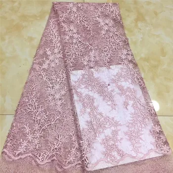 

2020 African Lace Fabric High Quality White Lace African Sky blue Lace Fabric With Sequins Embroidery Nigerian Party Dress