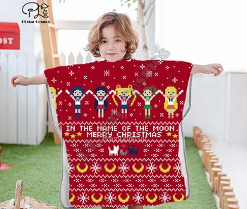 

Cartoon Christmas & Halloween Hooded baby Boys and Girls Towel Wearable Bath Towel For Kids Travel 3D print Beach Towels style-4