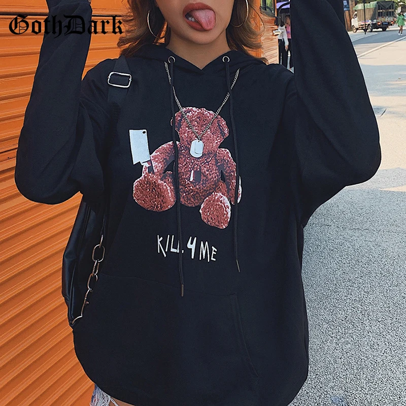 

Goth Dark Black Letter Cartoon Print Gothic Sweatshirt Women Harajuku Fall 2019 Winter Vintage Punk Grunge Plus Size Sweatshirt