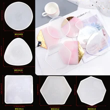 Dm059 carcaça geométrica redonda quadrado hexágono forma triângulo coaster moldes de silicone para resina cola epoxy artesanato arte