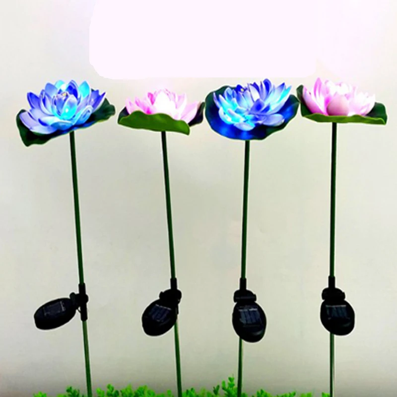 Lâmpada ao ar Livre à Prova Decoração do Jardim Flor de Lótus Lâmpada de Assoalho Solar Powered Dwaterproof Água Lotus Villa Lâmpada Luminosa Pode Ser Personalizado Led 5 Solar powered lâmpada ao ar livre à