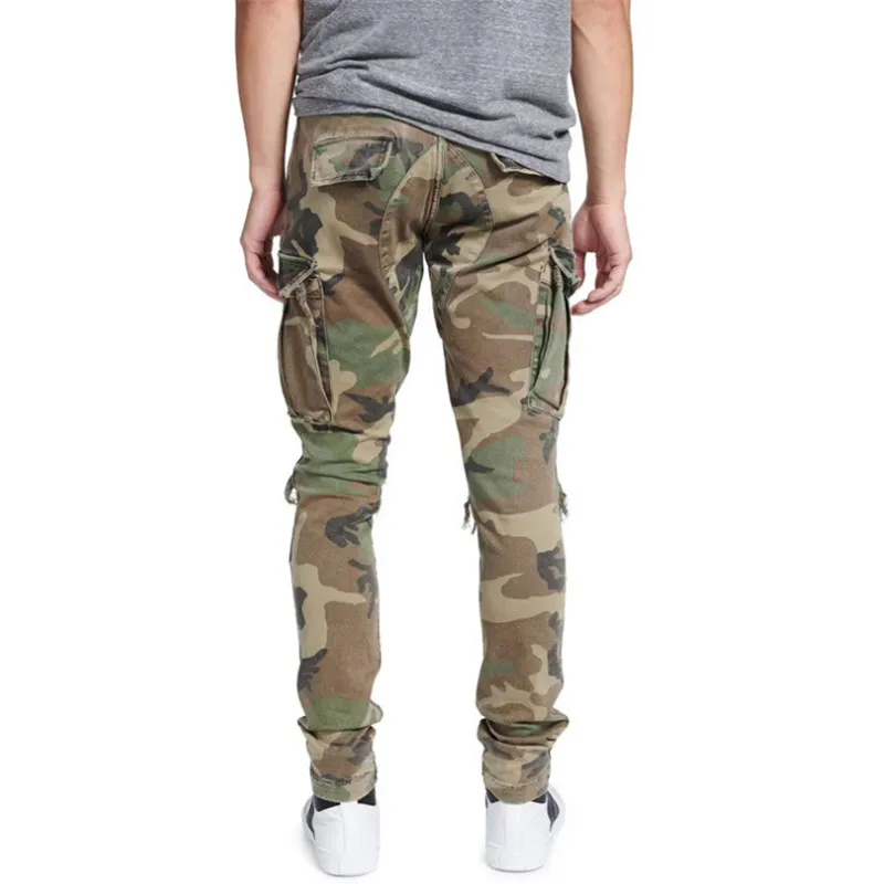 

2019 New Men's Pants Army Green Camouflage Slim Long Pants Patchwork Casual Jeans Men Streetwear Clothes size28-40