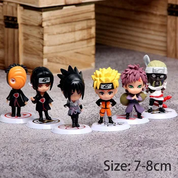 

6pcs/set Japan anime Naruto Action Figures Uzumaki Naruto Hatake Kakashi Haruno Sakura Gaara Figurine pvc Model toys doll gifts