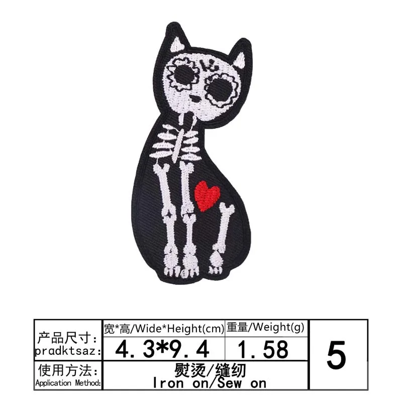 Вышивка патч ткань наклейки Череп Роза кошка украшения одежды швейная аппликация пришить эмблема на ткани аксессуары для одежды