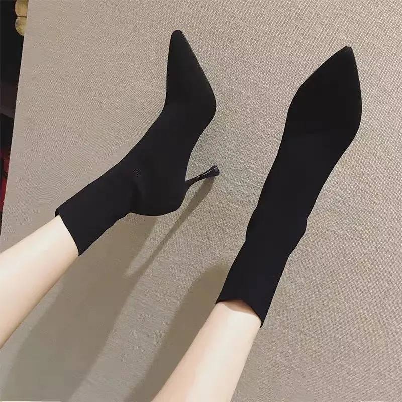

Women's Boots Autumn 2020 Net Red Pointed Stiletto Elastic Short Boots Thin Boots High-heel Martin Boots Wild Socks Boots Women