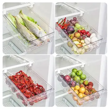 

Refrigerator Organizer 1/4/8 Grid Transparent Rectangle Fresh Spacer Layer Fridge Storage Bin Containers For Food Vegetable
