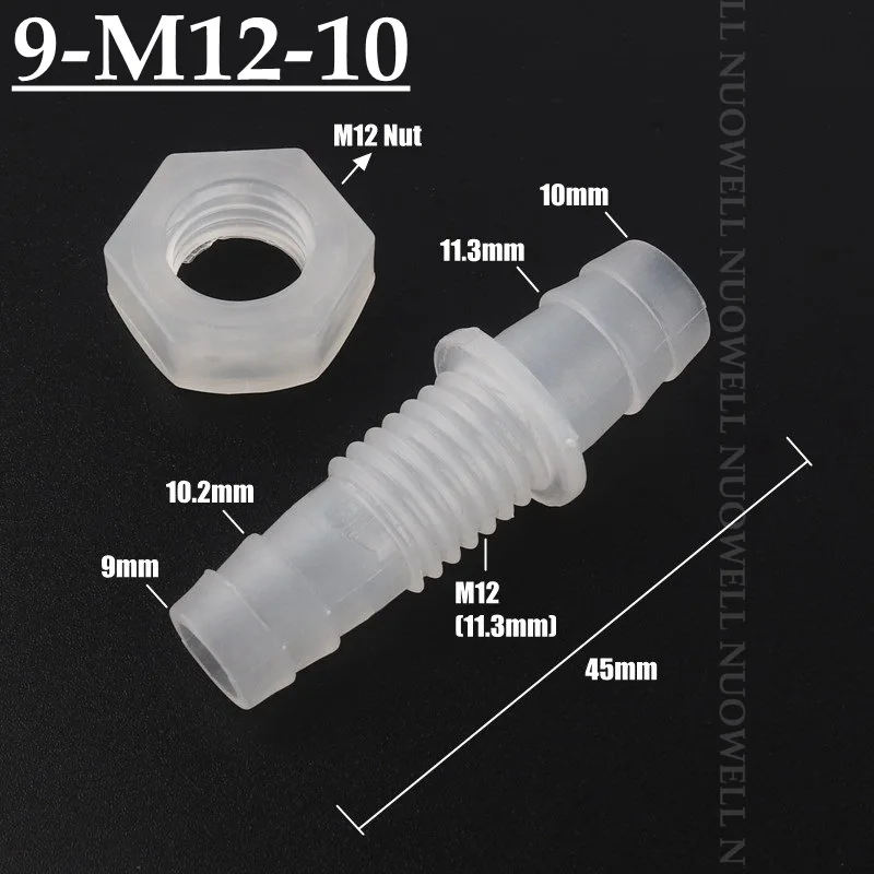 200~5pcs M12~M16 To 8~12mm Pagoda Joints PP Straight Connectors Aquarium Fish Tank Air Pump Water Hose Bulkhead Union Connector