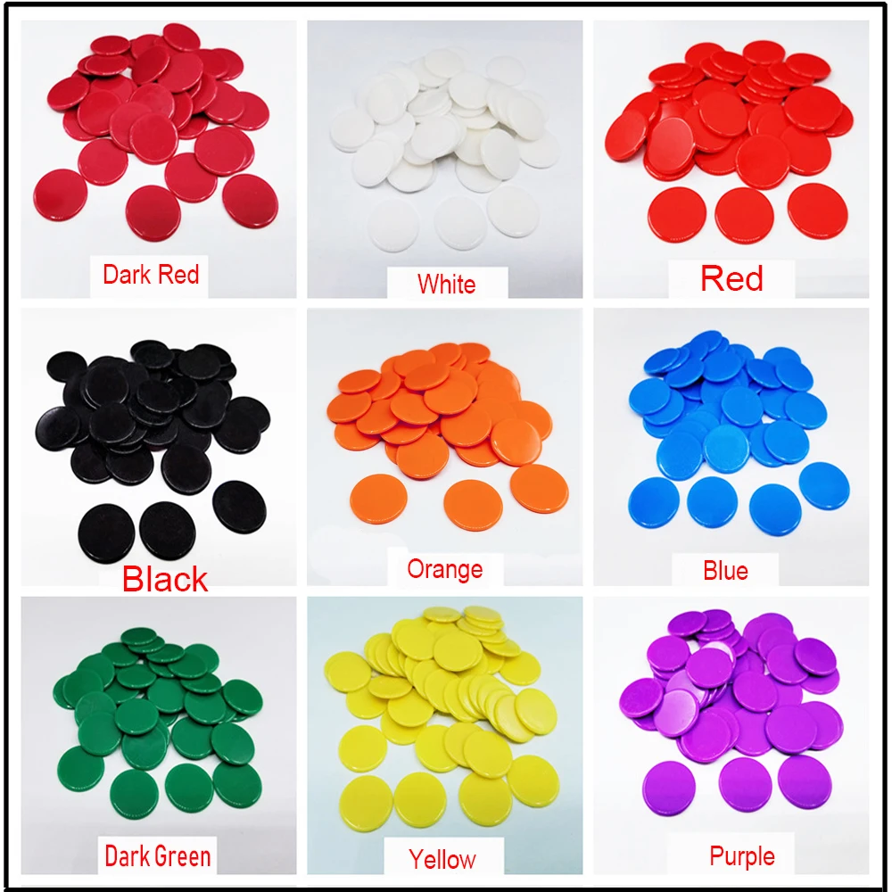Plastic Game Chips 100pcs/Set 19mm Plastic Chips DIY Tokens Color Board Game Coins Bingo Accessories Teaching Game Coins