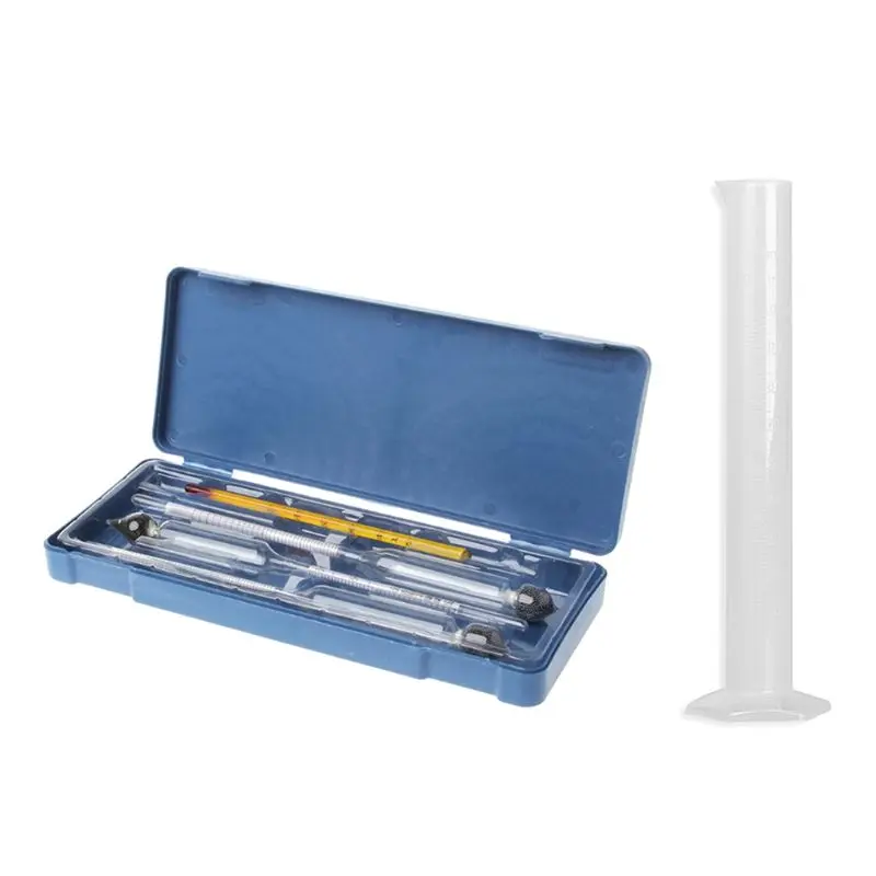 

Vintage measuring bottle plastic box Set Tools Alcoholmeter Alcohol Meter Wine Concentration Meter Thermometer