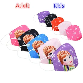 

Adult Kids Dust Face Masks Anna Elsa Princess Anime Cosplay Fashion Mask Anti-pollen Protective Breathable Reusable Mouth Muffle