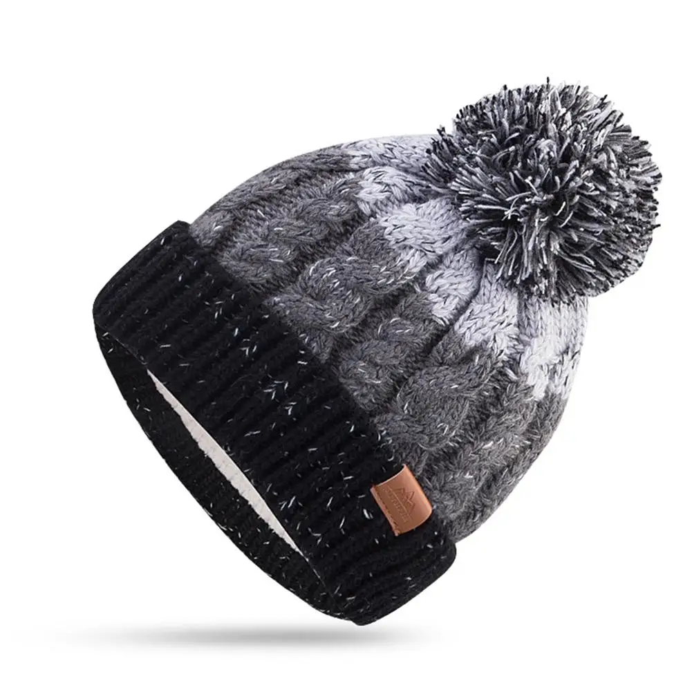 Gray Hat Взрослая детская вязаная шапочка флисовые шарфы, набор для бега, катания на лыжах, сноуборде, зимняя теплая утолщенная шапка, лоскутный шарф - Цвет: Gray Hat