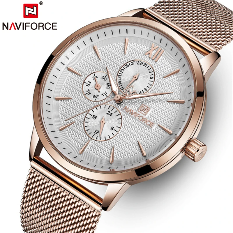 NAVIFORCE часы мужские модные бизнес Топ брендовые Роскошные спортивные мужские часы с сетчатым ремешком водонепроницаемые наручные часы Relogio Masculino