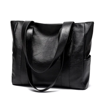 

Europe and America Soft PU Ladies Shoulder Bag Female Bag Women's Handbags Large-Capacity Shopping Bags