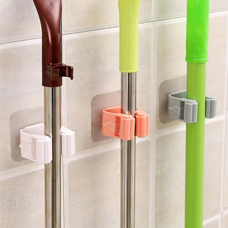 

Detachable Non-slip Hanger Storage Rack Traceless Broom Mop Holder Bathroom Kitchen Wall Mounted Hook Storage Holder Organizer