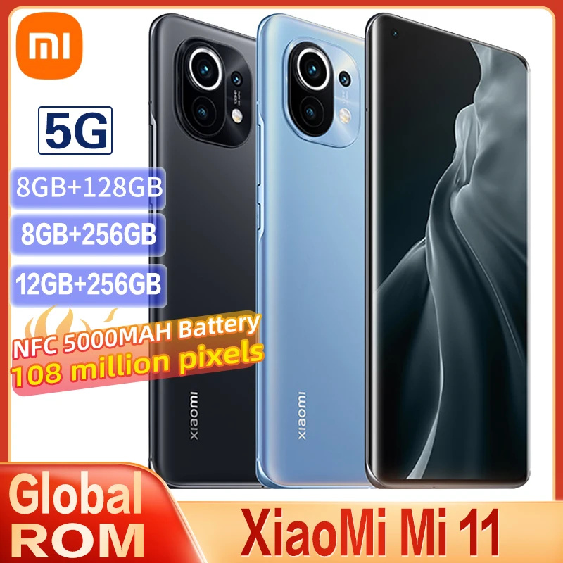 Оригинальный смартфон Xiaomi Mi 11 Global ROM 5G с процессором Snapdragon 888 108MP камера 55 Вт