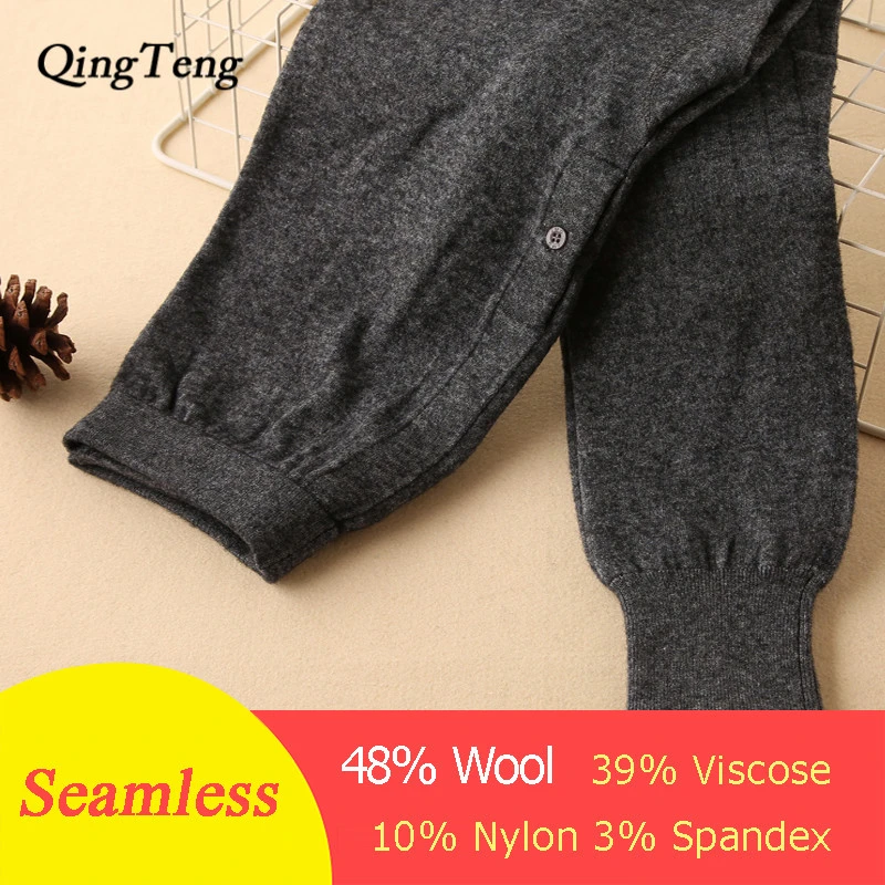 48% ropa interior de lana para hombre sin costura ropa interior térmica de lana caliente China invierno largos calzoncillos de punto largos| - AliExpress