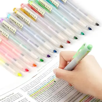 

6pcs/set Transparent Press Highlighter Candy Color Office Marker Fluorescent For Journaling Supplies School Neon Pen Pastel U0O3