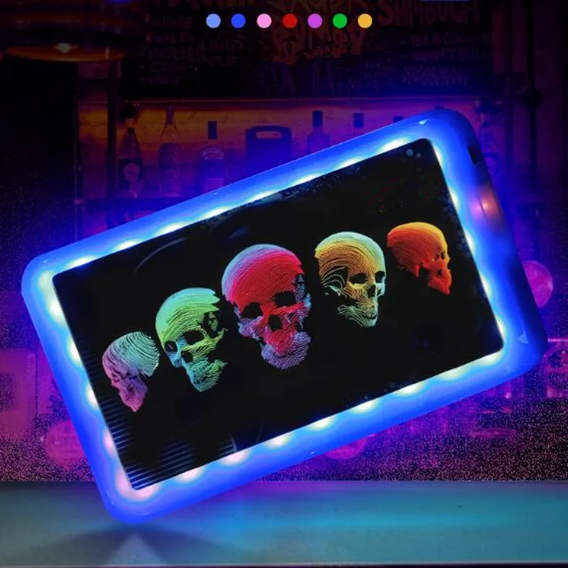 

New Cigarette tray for Smoking Accessories Tobacco Rolling Trays Portable LED lights Glow tray Cigarette Box Gift for man