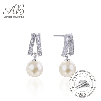 

Aneis Bagues Stud Earrings For Women 925 Sterling Silver Natural Fresh Water Pearl Fine Jewelry Anniversary Gift Kolczyki