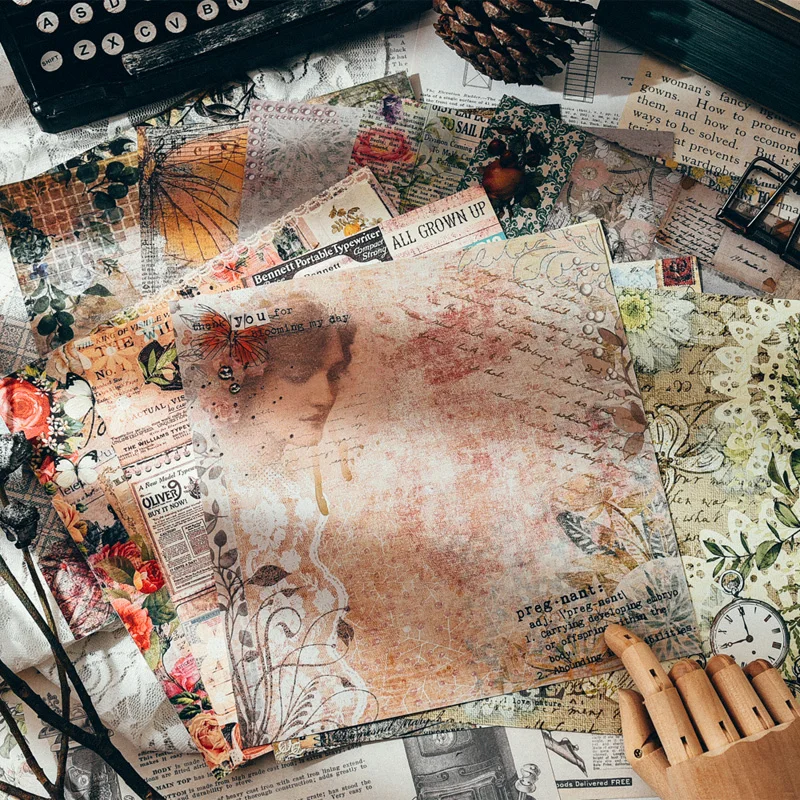 KLJUYP Vintage Material Paper Set for Scrapbooking DIY Projects/Photo Album/Card Making Crafts | Дом и сад