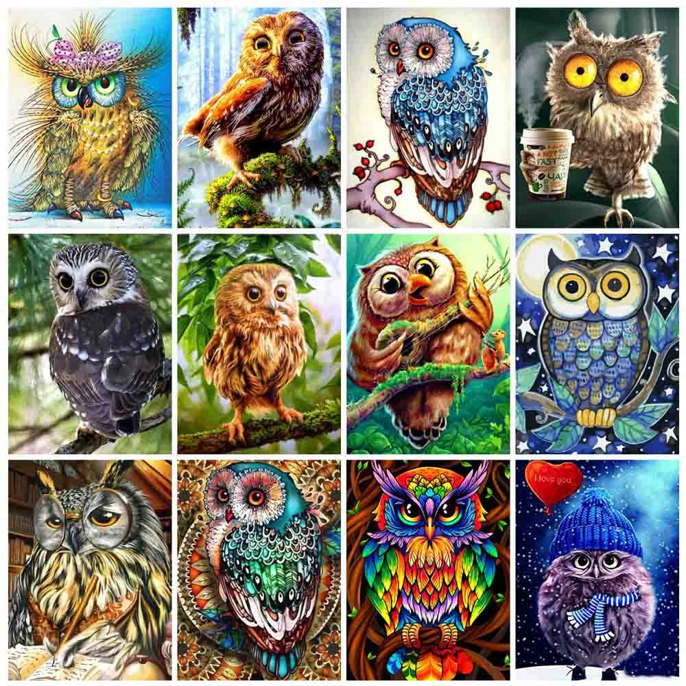 EverShine Diamond Embroidery Owl Rhinestone Cross Stitch Kit Painting Full Square Animal Picture Mosaic Handmade Art | Дом и сад