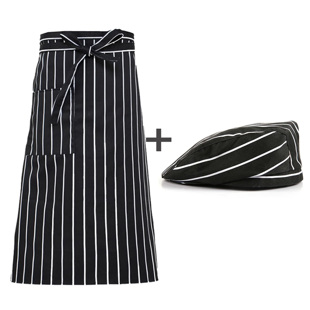 Униформа шеф-повара для унисекса, униформа для ресторана, S-3XL,, для женщин и мужчин, с длинным/коротким рукавом, для кухни, отеля, шеф-повара, куртка, форма для выпечки - Цвет: apron and cap