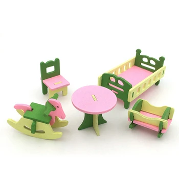 

Simulation Miniature Wooden Furniture Toys Doll House Furniture Set for Kids