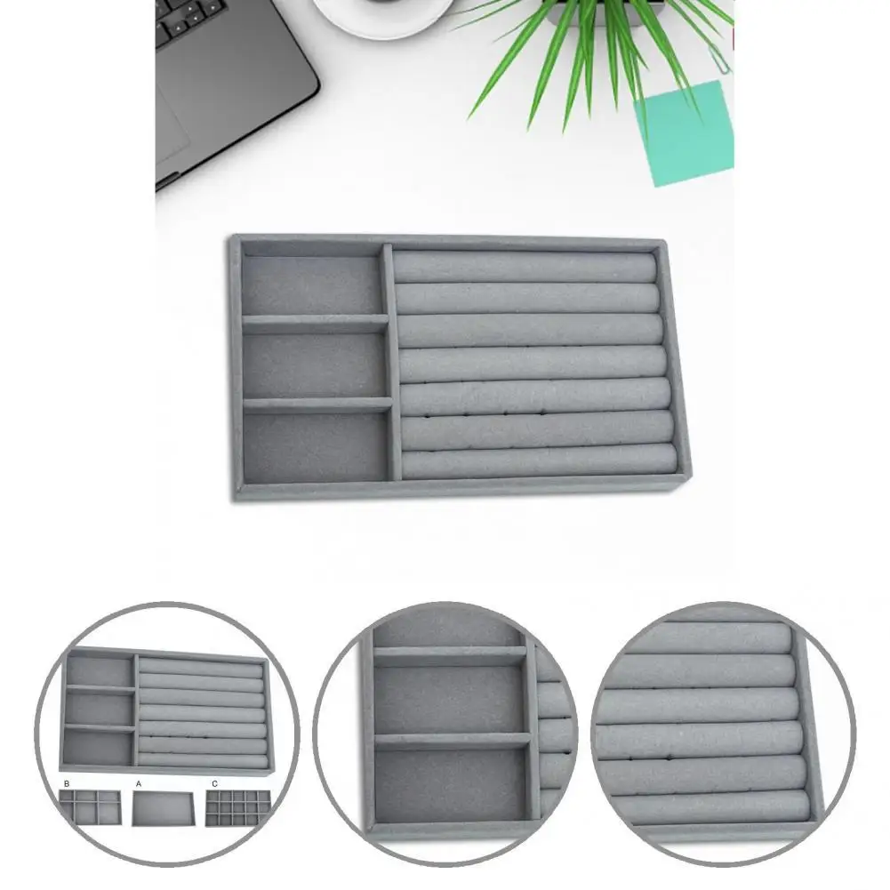 Practical Jewelry Velvet Display Tray Jewellery 4 Styles Classified Storage | Дом и сад