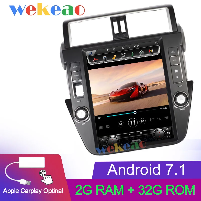 Wekeao вертикальный экран Tesla стиль 12,1 ''Android 8,1 автомобильный Dvd мультимедийный плеер для Toyota Prado Авторадио - Цвет: Android Car Radio