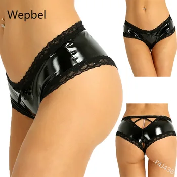 

Wepbel Sexy Fashion Women Underwear Sexy Leather Panties Lace Underwear Female Plus Size Solid Color Panties Briefs