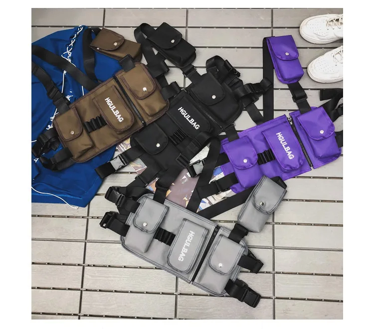 Functional Fashion Chest Rig Bag Men Women Hip Hop Harness Adjustable Tactical Vest Sports Hunting Tactical Packages Bullet Pack