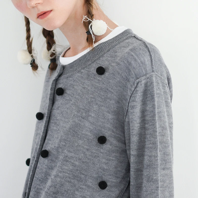 imakokoni gray wool ball hoodies original slim
