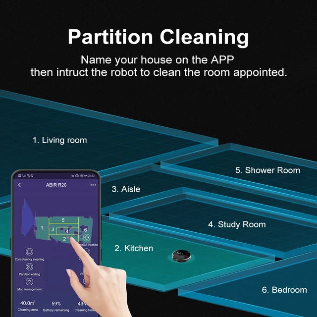 ABIR X8 Robot Vacuum Cleaner, Laser Navigation, Multi-Map, Zone Cleaning 3