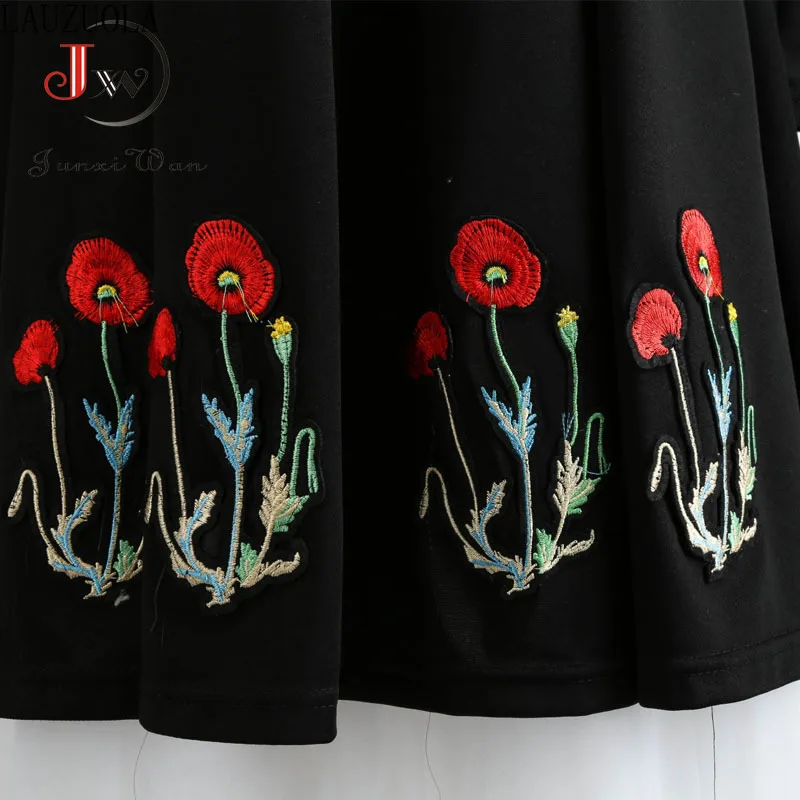 LAUZUOLA осенне-зимнее платье с v-образным вырезом и цветочной вышивкой Женские вечерние винтажные платья с длинным рукавом черные Большие размеры 3XL 4XL