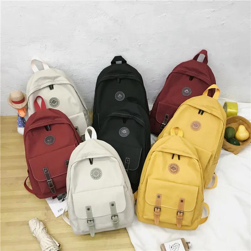 Модный рюкзак из хлопка с пряжкой, милые женские школьные сумки для девочек-подростков, рюкзаки Kawaii Harajuku, Женская Роскошная сумка